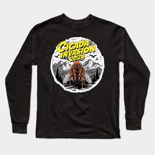 cicada Brood XIX invasion 2024 comic style Long Sleeve T-Shirt